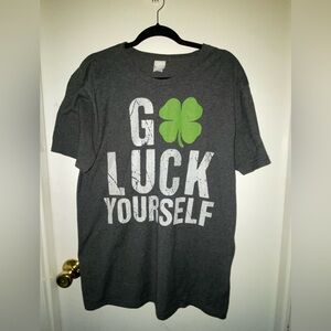 T-Shirt | Short Sleeved | Dark Gray | Go Luck Yourself | Clover | Funny | Humor
